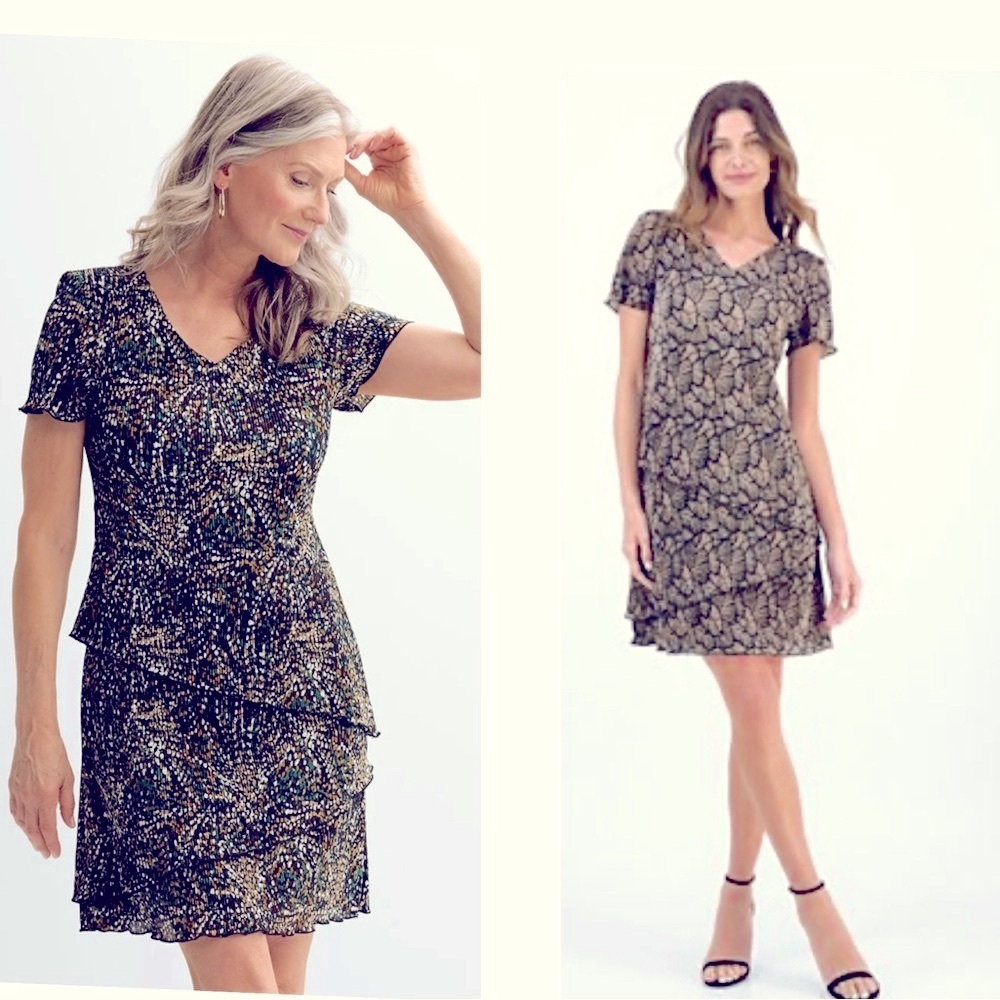 Connected Apparel Tiered Dress in Sage Green Gray Size 16 NWT